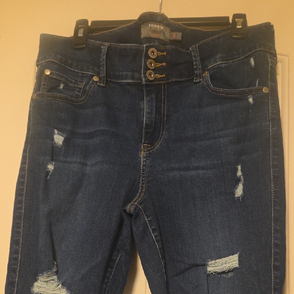 Torrid High Rise Ripped Blue Jeans - Picture 4 of 6